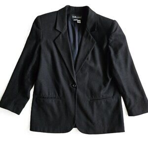 SAG HARBOR 100% Wool Quiet Luxury Fully Lined Black Blazer Women's 10 Oversized